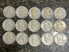 US Coins 15 Silver Benjamin Franklin Silver Half Dollars.