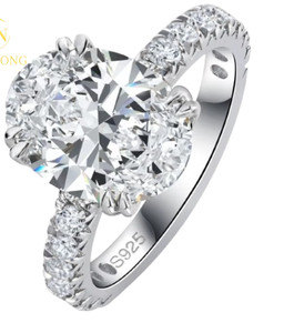 Women 3 CT Moissanite Wedding engagement Ring 18k Gold Plated 925 silver VVS1