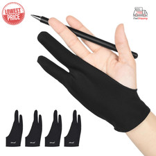 OTraki 4-Pack 2-Finger Artist Gloves Anti-Smudging Drawing Gloves for Sketching