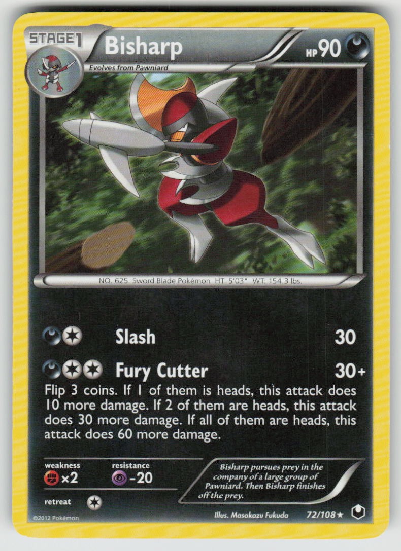 Bisharp 72/108 Rare Dark Explorers Pokemon Non-Holo Moderately Played
