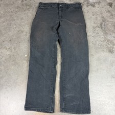 Dickies Carpenter Pants Mens 36x34 Black Logo Work Wear Canvas