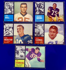 Topps 1962 Topps NFL Football 5 Card Lot Ron Bull Gregg Karras Webster