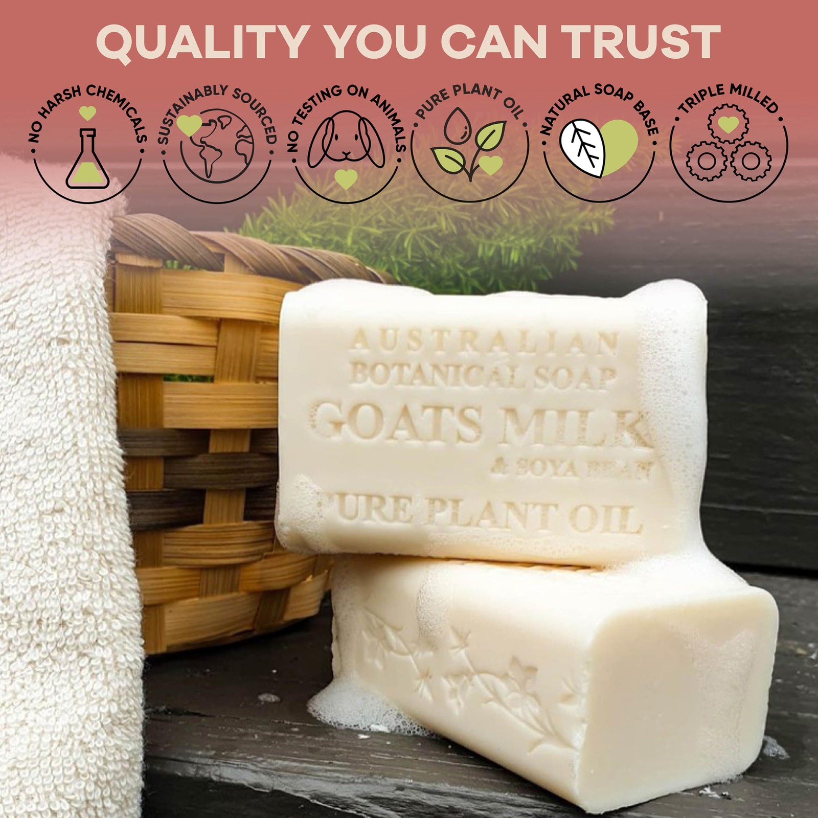 Goats Milk Bars, 6.6 oz Each, Pack of 8, Triple Milled with Soya Bean Oil & O...