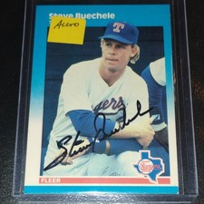 Fleer 1987 Steve Buechele Autograph Texas Rangers MLB Baseball Trading Card #121