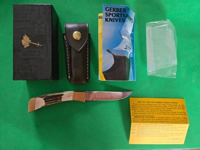 ガーバー Folding Sportsman Drop point ケース付き GERBER VTG Folding Sportsman II Knife Stag Handle Sheath Box
