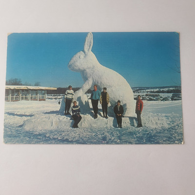 Postcard Snow Sculpture Skiing Rabbit Boyne Mountain Ski Lodge Boyne Falls Mi