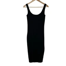 Hatch Womens The Body Tank Midi Dress XS Black Maternity Bodycon Casual Bamboo