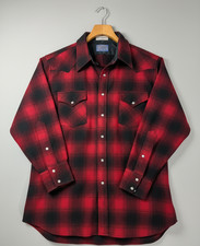 Vintage 70's Pendleton High Grade Western Wear Snap Shirt   Size L -Red Ombre