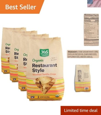 Organic Unsalted White Corn Tortilla Chips 14oz Pack of 4 - Gluten-Free Bliss
