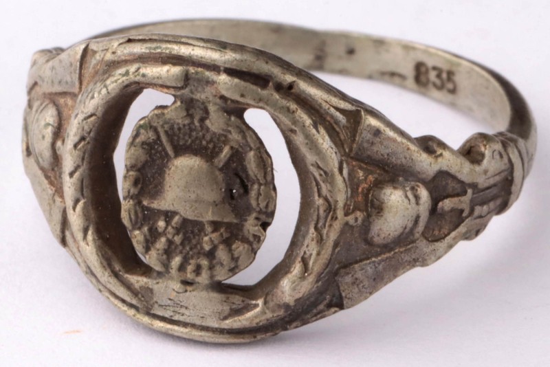 German 835 sterling silver WW1 Ring war period WWI Germany Battlefield artifact