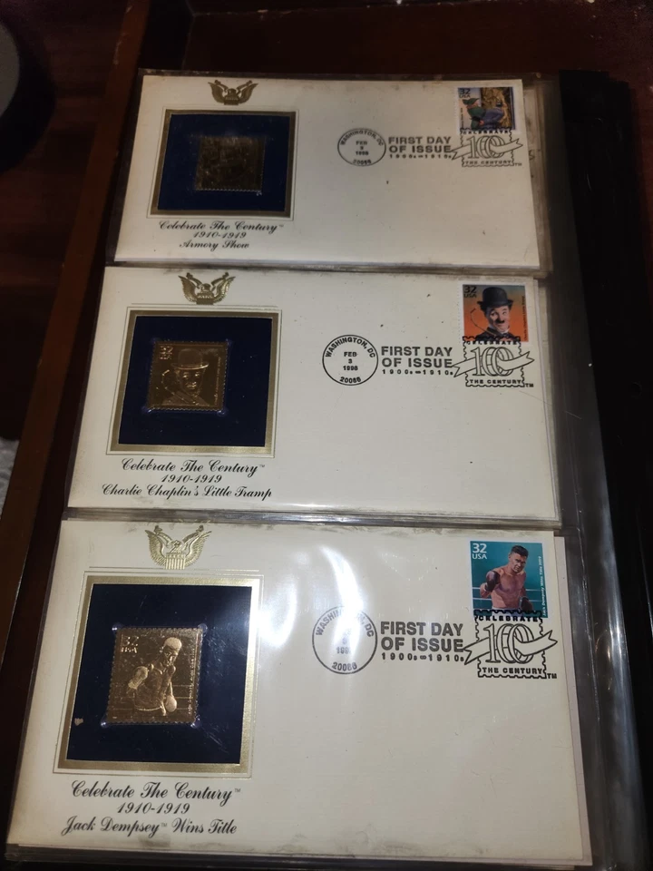 Golden Replicas 22k Stamps of the Century 1900-1990s 76 Stamp Covers - Image 2 of 4