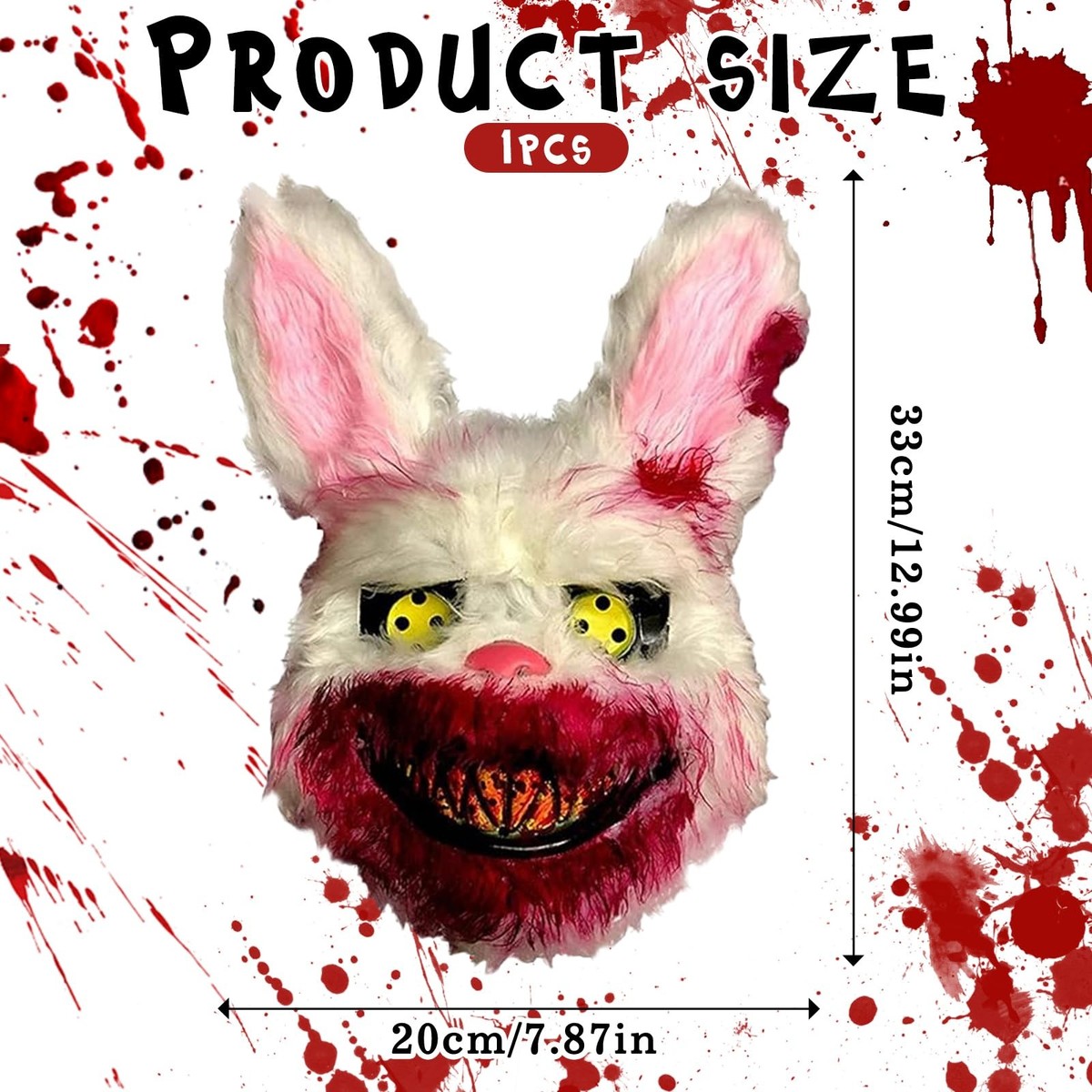 NHYDZSZ Masque Effrayant D'Halloween Masque De Lapin Sanglant, Masque De Lapin Horreur Animal Masque Masque De Lapin En Peluche Sanglant Pour Halloween Carnaval Cosplay Mascarade
