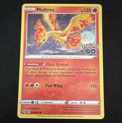The Pokémon Company Moltres Holo Rare 012/078 Pokémon GO Basic 120 HP EN 2022