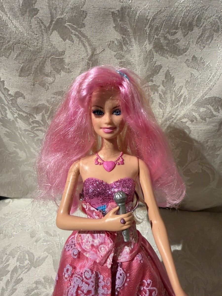 barbie princess and the popstar tori dress 2012 Barbie Princess And The Popstar Tori Doll Mic Pink Gown Dress Rare  WORKS