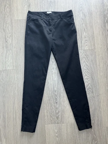 Pantalone donna KENZO taglia UK 10 nero testurizzato elegante pantalone 38 zip alla caviglia