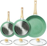 Antihaft Pfannenset 3-Teilig Mit Deckel 20-28 Cm GrüN KüChe Kochen