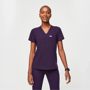 NWT Figs Catarina One-Pocket Scrub Top XS Extra Small PURPLE JAM