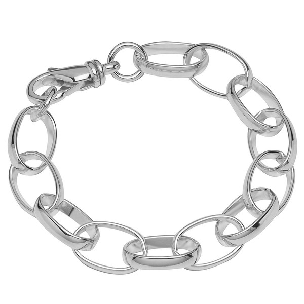 Armband 925 Sterling Silber 22Cm Erbskette Oval Unisex Designer Armbandkette Neu-image