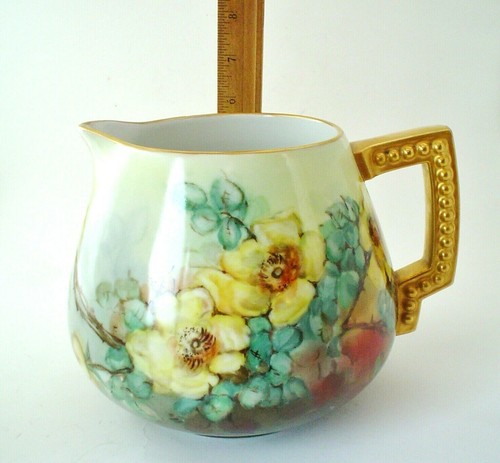 Vintage Hohenberg Ware handbemalter Krug signiert Welch 20er Jahre Bayern Floral - Bild 5 von 6