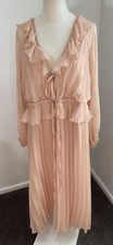 Asos - Size UK14 - Soft Pink Pleated Flowing Maxi Dress - Preowned VGC