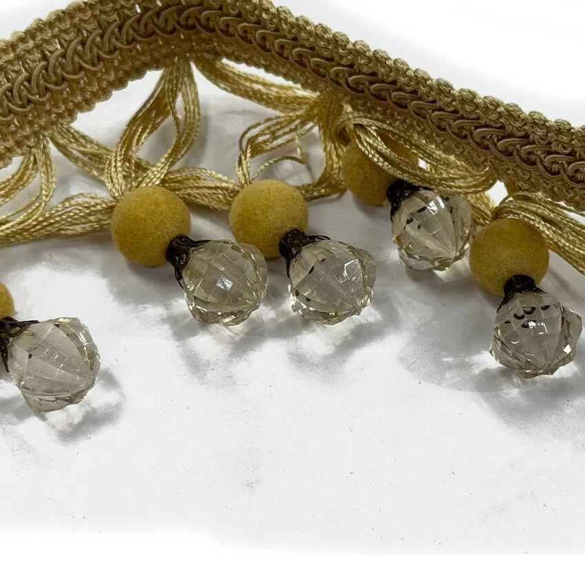 Acabamento de cortina com miçangas Design 29, ouro - amarelo - por jarda - Imagem 2 de 3