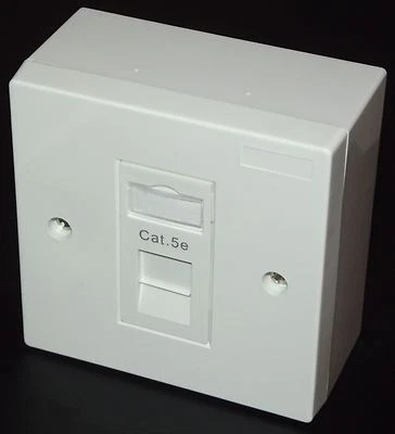 PACK 2X Cat5e RJ45 Single Face Plate & BackBox (Network Ethernet Socket) - Image 1 of 3