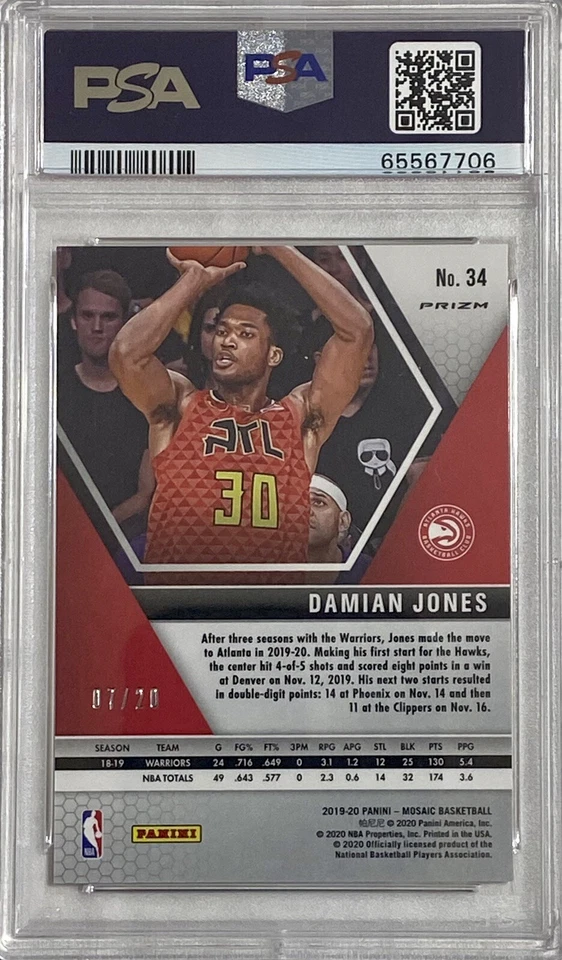 2019 Panini Mosaic #34 Damian Jones NBA Fast Break Pink #7/20 PSA 10 Gem Mint - Image 2 of 4