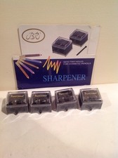Lot of 4 x Black Dual Pencil Sharpener With Cover  Made for Cosmetic Pencils