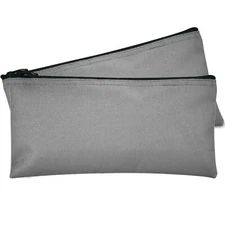 Deposit Bag Bank Pouch Zippered Safe Money Bag Organizer in GRAY 2 PACK