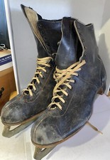 Antique Men  s Ice Skates Union Hardware Tempered Steel Size 11