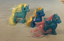 Lot Of Three 3 My Little Pony Blue Unicorn W/ Star Tattoo, Sun Tattoo. 3x3