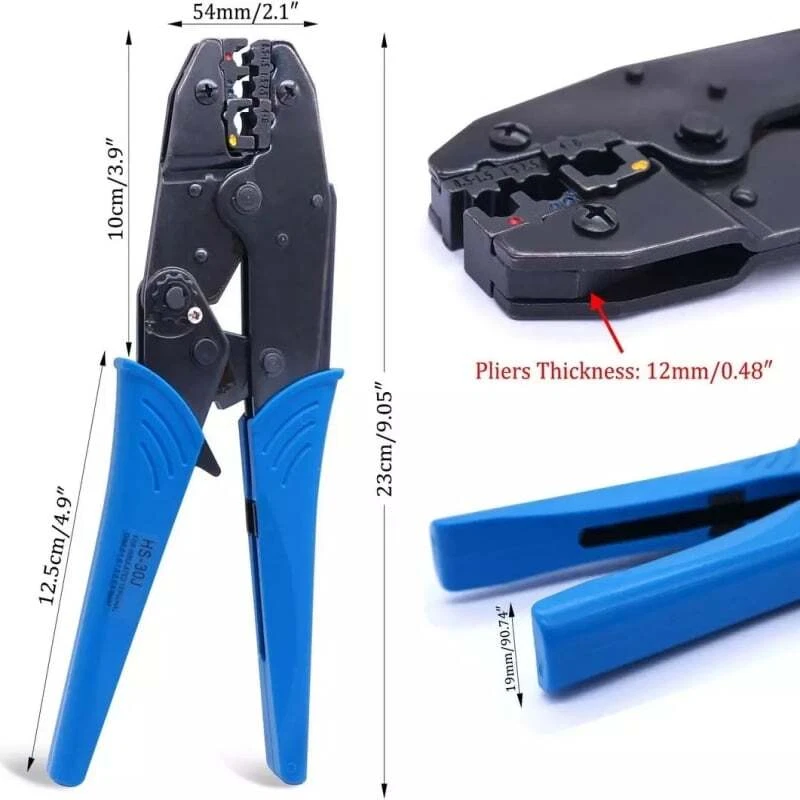 Kit de ferramentas de crimpagem catraca HS-30J terminais de extremidade de cabo alicate crimpador de fio - Imagem 3 de 4