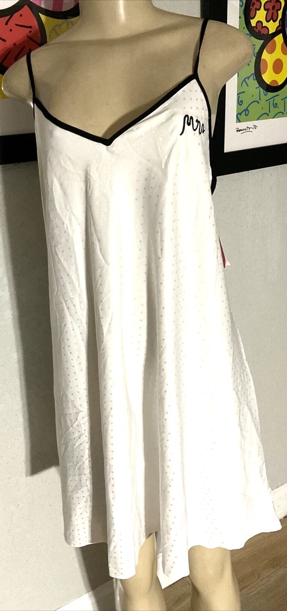 KATE SPADE MRS NIGHTGOWN WHITE POLKA DOTS BRIDE BRIDAL HONEYMOON