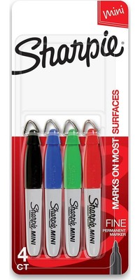 Sharpie Mini Permanent Markers, Fine Point, Assorted Colors, 4 Count