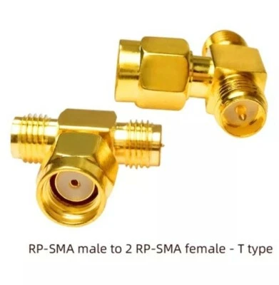 Doppelt Winkel Adapter vergoldet RP SMA Male zu 2x RP SMA female Top Qualität