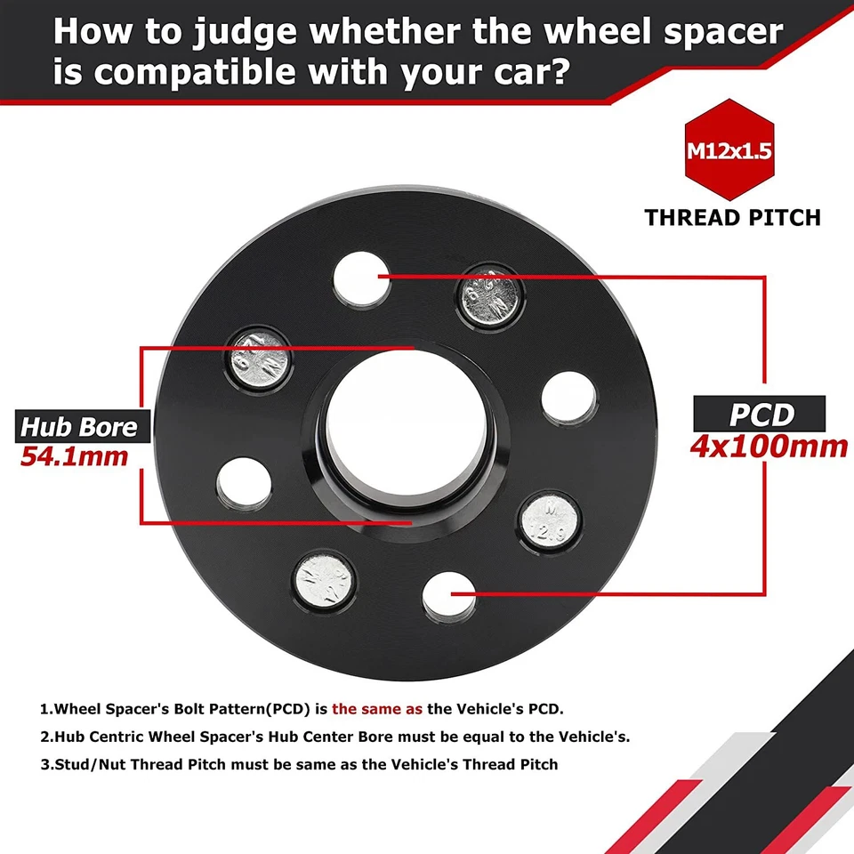 4 espaciadores de rueda de 1 pulgada 4x100 12x1,5 para Mazda Miata Toyota Corolla Scion xB Foto 4 de 4