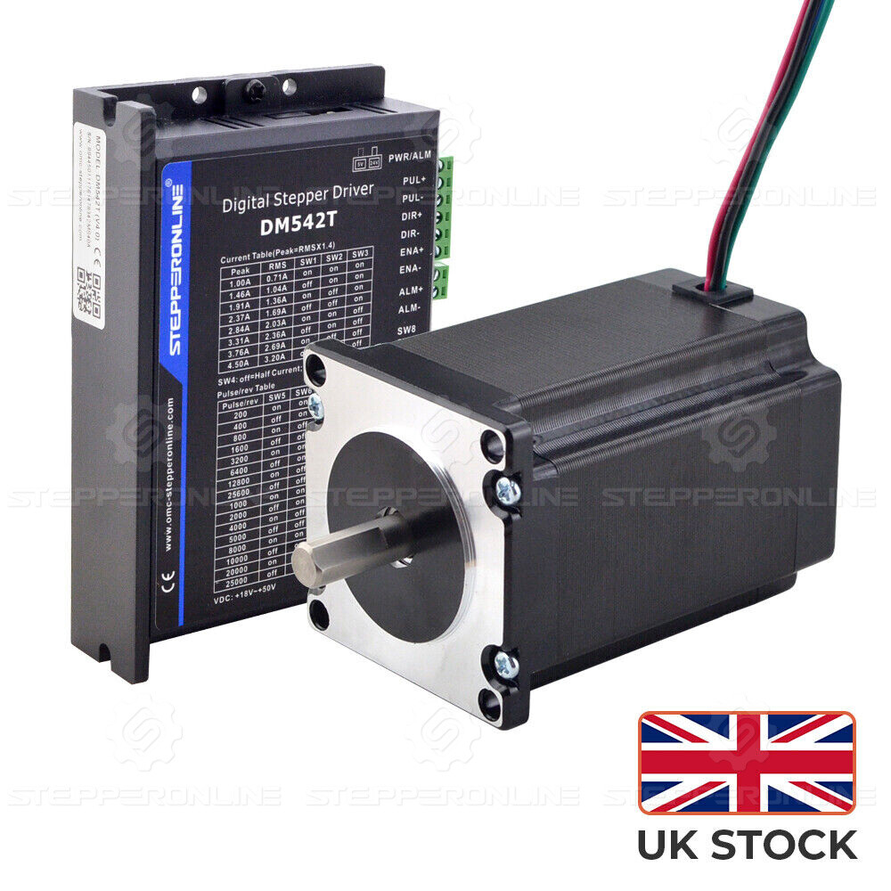 1 Axis Nema 23 Stepper Motor 2.4Nm 4A Φ8mm 57x82mm with Driver DM542T CNC Kit