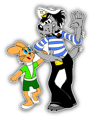 Nu Pogodi Walking Cartoon Car Bumper Sticker Decal