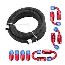 AN6 -6AN AN-6 3/8 Fitting Stainless Steel Braided Oil Fuel Hose Line 20FT Kit BK