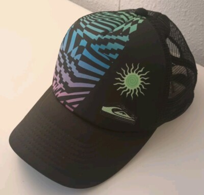 Quiksilver Trucker Hat Snap Back Cap Adult Size Small-55cm Black Mesh 