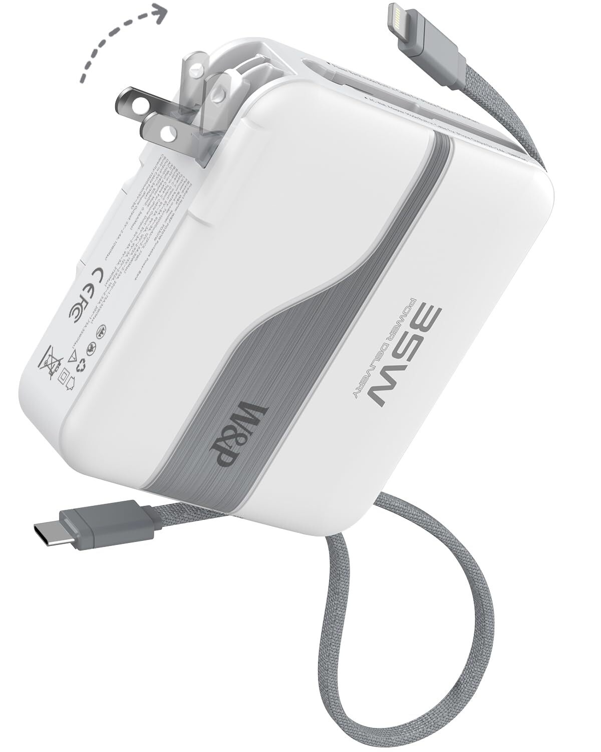 Portable Charger 4-in-1 Power Bank 20,000mAh 35W Fast Charging Built-in Folda...