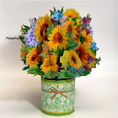G17-Flower Bouquet Paper Greeting Cards | Sunflower & Hydrangea | All Occasions