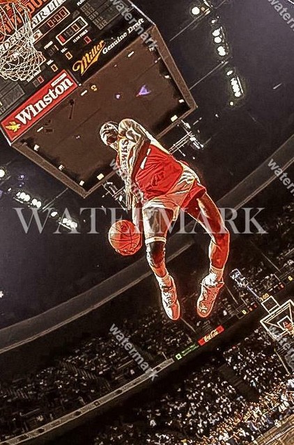 BN219 Dominique Wilkins Hawks Windmill Dunk 8x10 11x14 16x20 Oil