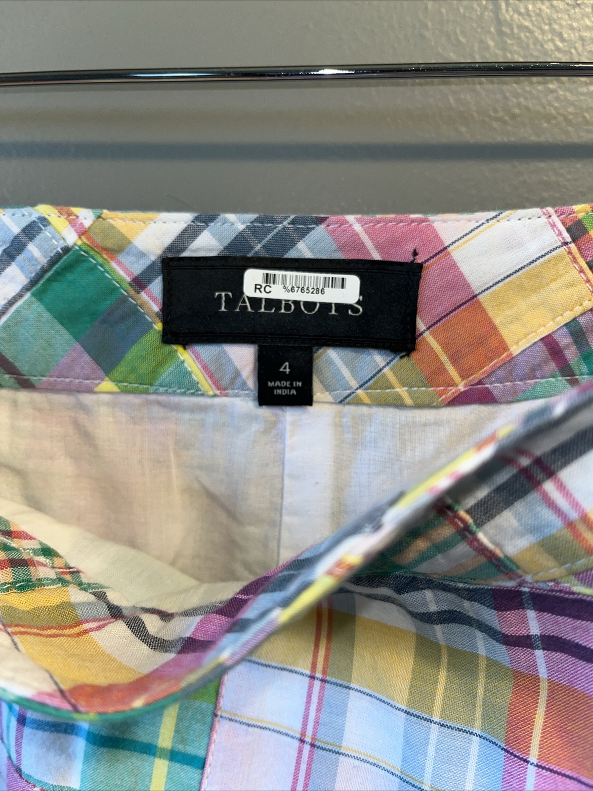 TALBOTS Madras Plaid Cotton Patchwork Lined Skirt… - image 8