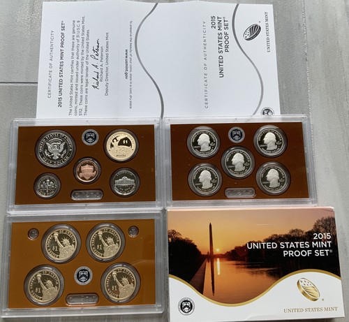 2015 S United States Mint 14 Coins Completed Proof Set Original Box & COA - Picture 2 of 8