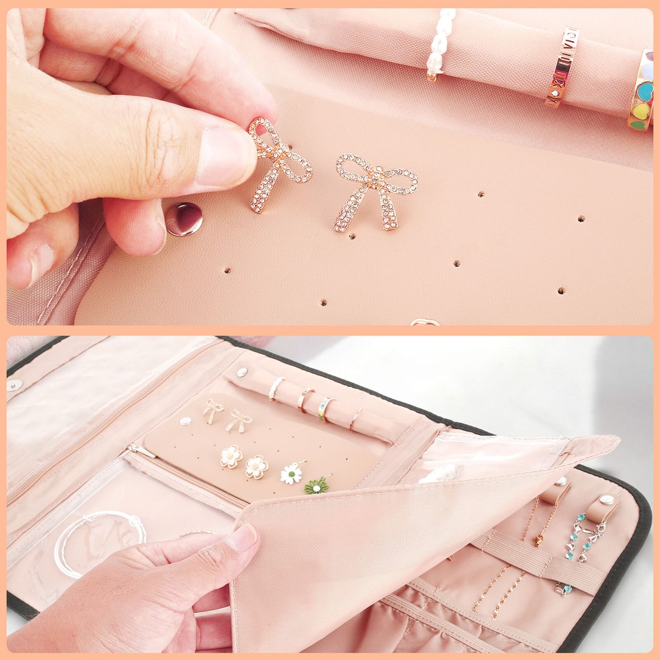 Jewelry Organizer Roll Foldable Jewelry Storage Bag Portable Travel