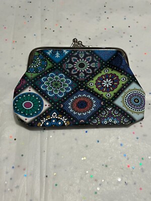 NEW Boho Coin Purse Snap Closure Mosaic Tile Designs 5x3.8