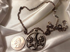 Pendant Necklace -Denmark Mid-Century Jorgen Jensen #379 Pewter Retro dbl Flower — photo 4