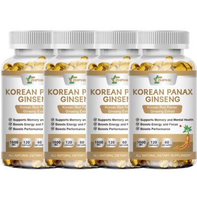 Korean Red Panax Ginseng 1600mg - 120 Capsules - Extra Strength Highest Potency