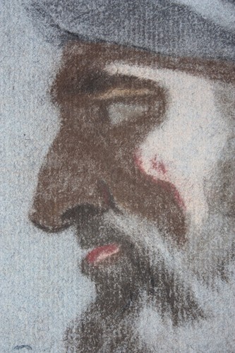 Studie eines bärtigen Mannes im Profil, Zeichnung, toskanische Schule 17./18. Jh - Bild 5 von 10